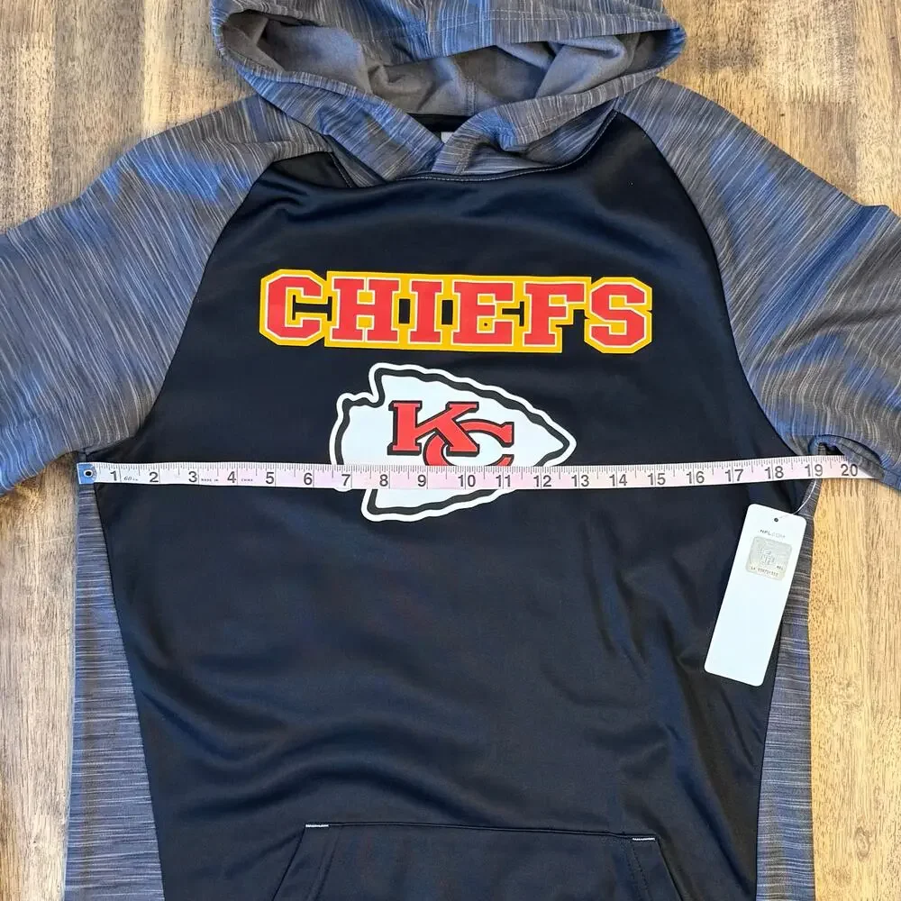 Kansas City Chiefs Sweatshirt Hoodie NFL Football Gray Black Size Youth XXL